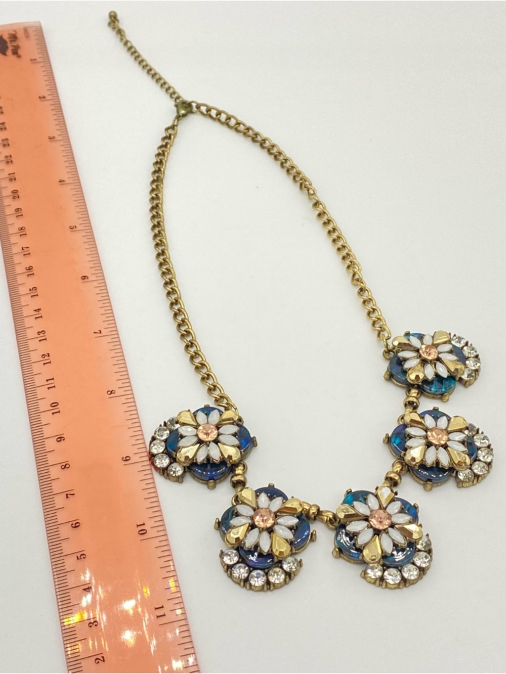 Faux Opal Rhinestone Floral Necklace - Picture 4 of 4
